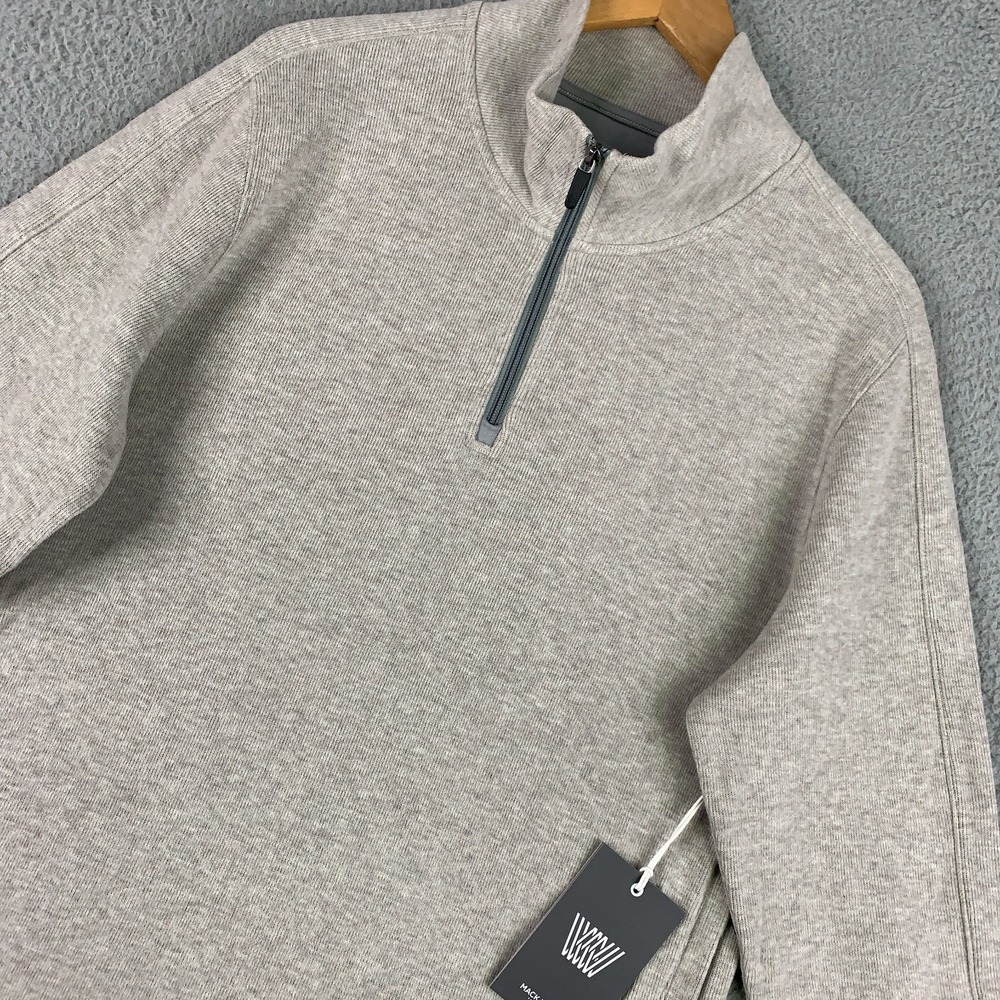 Mack Weldon Ace Half Zip Pullover Men's Medium M Beige Sweater Prime Cotton NWT